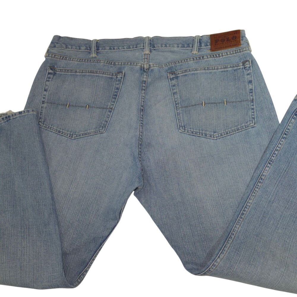 Polo Ralph Lauren Mens Denim Blue Jeans 40Wx30L Straight Leg Medium Wash Mexico